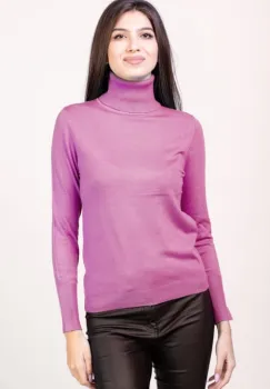 Helanca pulover cu guler inalt, masura mare, roz imagine