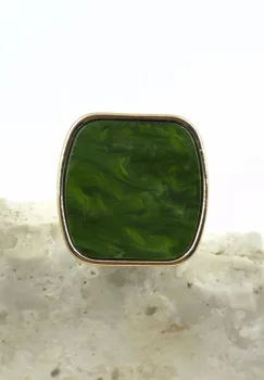 Inel dama reglabil cu insert decorativ verde imagine