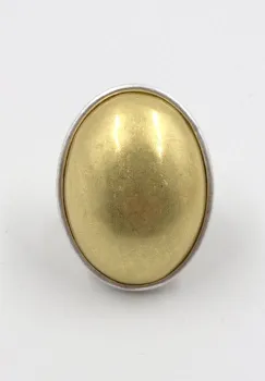 Inel dama statement reglabil oval bicolor auriu si argintiu imagine