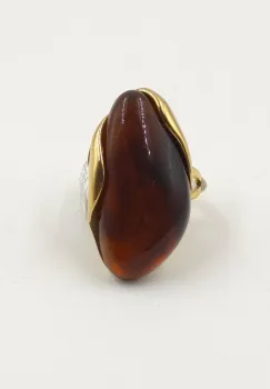 Inel reglabil din otel inoxidabil maro , zAmber Glow,  , design statement imagine