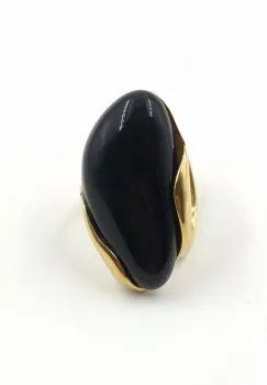 Inel reglabil din otel inoxidabil negru , zOnyx Glow,  , design statement imagine