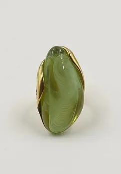 Inel reglabil din otel inoxidabil verde , zOlive Glow,  , design statement imagine