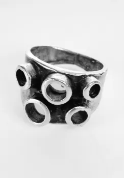 Inel reglabil din zamac cu forma de 5 cerculete iesite in afara imagine