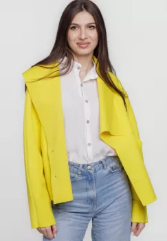 Jacheta scurta oversize, din stofa galbena imagine