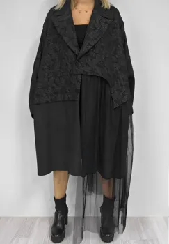 Jacheta teatrala din brocart cu revere si tull, oversize imagine