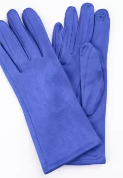 Manusi dama albastru electric din material textil catifelat imagine