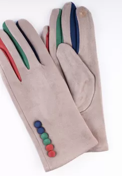 Manusi dama bej clasice cu nasturi colorati imagine