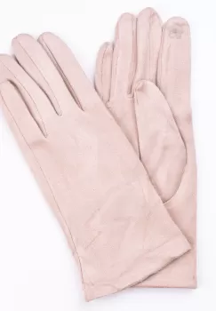 Manusi dama bej deschis din material textil catifelatat imagine