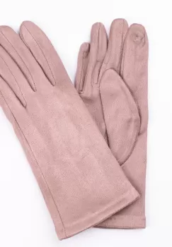 Manusi dama bej inchis din material textil catifelatat imagine