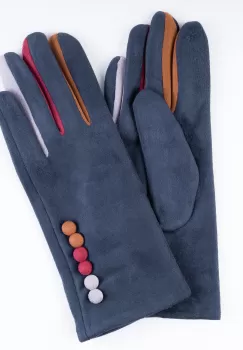 Manusi dama bleumarin clasice cu nasturi colorati imagine