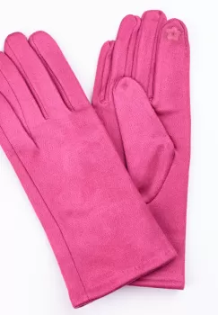 Manusi dama fucsia din material textil catifelat imagine