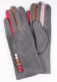 Manusi dama gri clasice cu nasturi colorati imagine