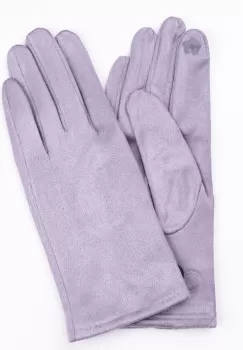 Manusi dama gri deschis din material textil catifelatat imagine