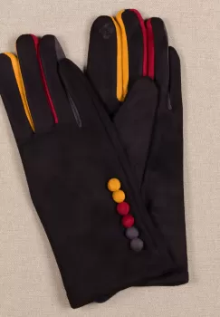 Manusi dama negre clasice cu nasturi colorati imagine