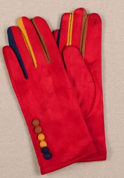 Manusi dama rosii clasice cu nasturi colorati imagine