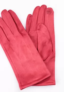 Manusi dama rosii din material textil catifelatat imagine