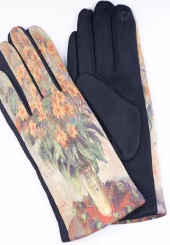 Manusi dama, textil cu imprimeu inspirat dintr-o pictura cu floarea soarelui imagine