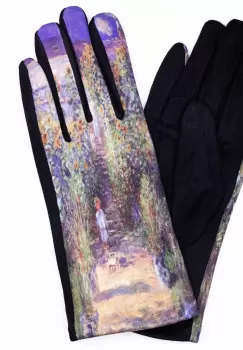 Manusi dama, textil imprimate cu reproducere dupa o pictura cu copil in gardina imagine