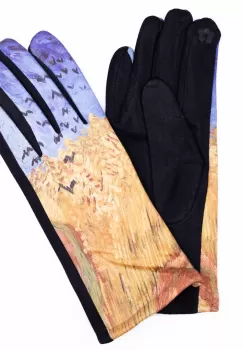 Manusi dama, textil imprimate cu reproducere dupa o pictura cu lanuri de griu imagine