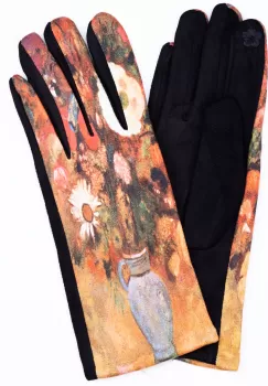 Manusi dama, textil imprimate cu reproduceri dupa o pictura cu flori de camp imagine