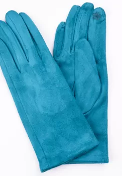 Manusi dama turcoaz din material textil catifelatat imagine