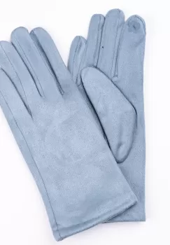 Manusi dama turcoaz prafuit din material textil catifelatat imagine