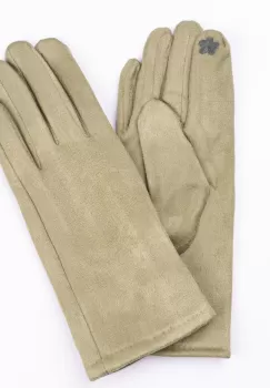 Manusi dama verde prazuliu din material textil catifelatat imagine