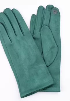 Manusi dama verzi din material textil catifelat imagine