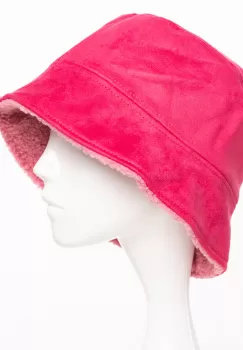 Palarie clos reversibila cu o fata blanita si o fata catifelata, fucsia imagine