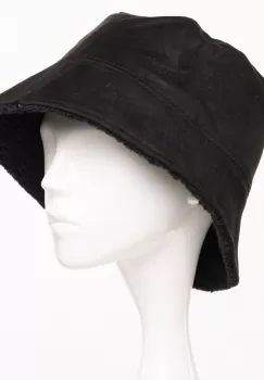 Palarie clos reversibila cu o fata blanita si o fata catifelata, neagra imagine