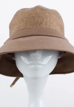 Palarie flexibila de lana si stofa cu bor mic si funda la spate imagine