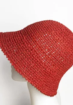 Palarie flexibila de paie impletita cu bor mic , rosu inchis imagine