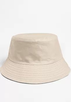 Palarie unisex cu doua fete, bej deschis si negru, din bumbac imagine