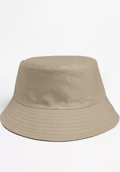 Palarie unisex cu doua fete, bej inchis si negru, din bumbac imagine