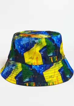 Palarie unisex cu doua fete imprimata cu reproducere dupa Cafeneaua de Van Gogh imagine