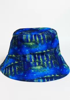 Palarie unisex cu doua fete imprimata cu reproducere dupa Noapte Instelata deasupra Rhonului de Claude Monet imagine