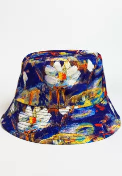 Palarie unisex cu doua fete imprimata cu reproducere dupa o pictura cu nuferi imagine