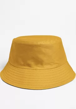 Palarie unisex cu doua fete, mustar si negru, din bumbac imagine