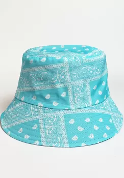 Palarie unisex cu doua fete, paisley bleu si negru imagine