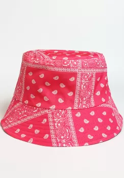 Palarie unisex cu doua fete, paisley fucsia si negru imagine