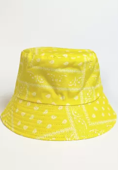 Palarie unisex cu doua fete, paisley galben si negru imagine