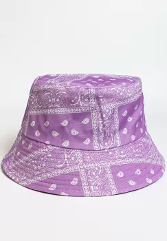 Palarie unisex cu doua fete, paisley lila si negru imagine