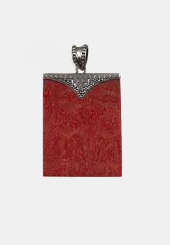 Pandantiv statement din argint 925, cu coral natural imagine