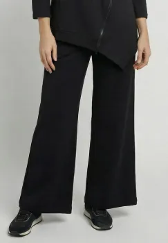 Pantaloni largi din tricot moale de vascoza, negri imagine