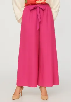 Pantaloni largi din vascoza si in, fucsia imagine