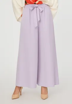 Pantaloni largi din vascoza si in, lila imagine