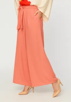 Pantaloni largi din vascoza si in, piersica imagine