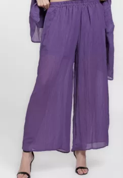 Pantaloni mov eleganti, usor creponati imagine