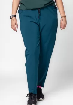 Pantaloni turcoaz casual sport din bumbac cu buzunare laterale imagine