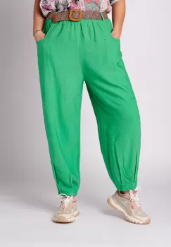 Pantaloni verzi, masura mare, cu curea, din vascoza imagine